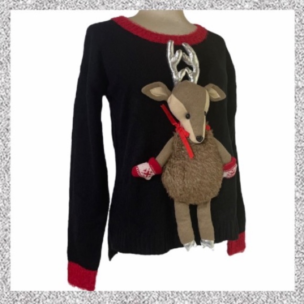 Christmas Sweater Luxury Holiday Reindeer Plush Toys Not So Ugly Red Size Small